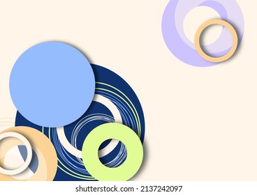 Bright abstract overlapping circles, lines. You can use for advertising, poster, template, business presentation. Vector illustration