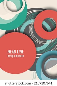 Bright abstract overlapping circles, lines. You can use for advertising, poster, template, business presentation. Vector illustration