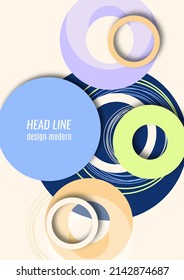Bright abstract overlapping circles, lines. You can use for advertising, poster, template, business presentation. Vector illustration