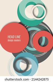 Bright abstract overlapping circles, lines. You can use for advertising, poster, template, business presentation. Vector illustration