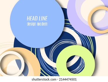 Bright abstract overlapping circles, lines. You can use for advertising, poster, template, business presentation. Vector illustration