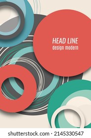 Bright abstract overlapping circles, lines. You can use for advertising, poster, template, business presentation. Vector illustration