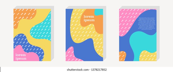 Bright abstract pattern background for business brochure cover design. Pink, blue, yellow and orange vector banner poster template.