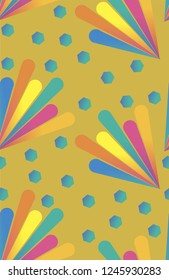 Bright abstract pattern on the yellow background
