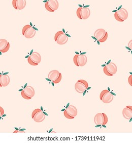 Bright Abstract Peach Seamless Vector Pattern On White Background. Minimalistic Peach Illustration With Texture