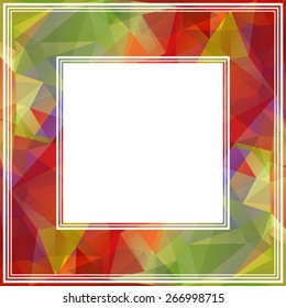 Bright abstract polygonal border with  colored triangles.