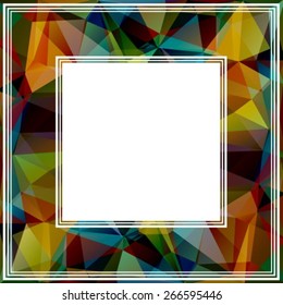 Bright abstract polygonal border with multicolored triangles.