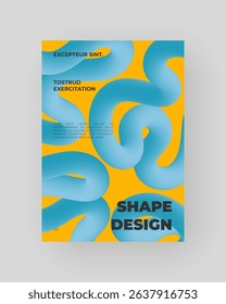 Bright abstract poster with fluid 3D shapes. Vivid Tubes with Gradient Effect