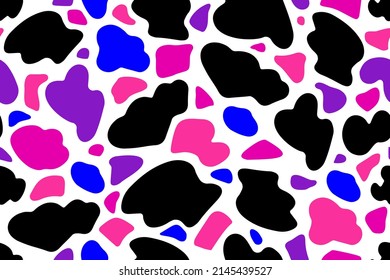 Hell Abstrakte Zufallsformen nahtlose Muster. Kuhhaut Zebra Giraffe. Rock Tarnung. Hartglas. Vektorgrafik