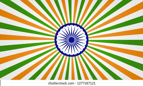 Bright abstract rays background with flag of India colors. Independence or republic day background. 