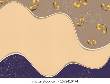 Bright abstract romantic background. Waves, many bows. Vector illustration for your design.
