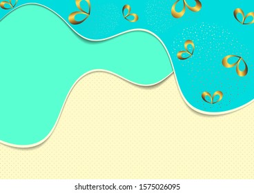 Bright abstract romantic background. Waves, many bows. Vector illustration for your design.