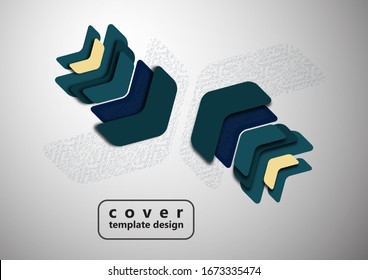 Las flechas redondeadas abstractas y luminosas con sombras y puntos se superponen entre sí. Plantilla dinámica simple y moderna para su diseño. Ilustración del vector