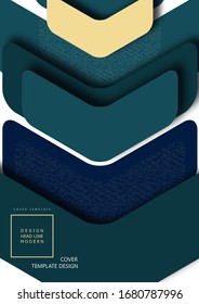 Bright abstract rounded arrows with shadows and dots overlap each other. Trendy simple dynamic template for your design. Vector illustration
