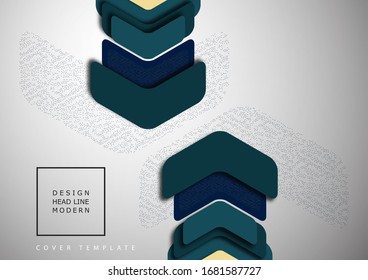 Bright abstract rounded arrows with shadows and dots overlap each other. Trendy simple dynamic template for your design. Vector illustration