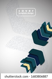 Bright abstract rounded arrows with shadows and dots overlap each other. Trendy simple dynamic template for your design. Vector illustration