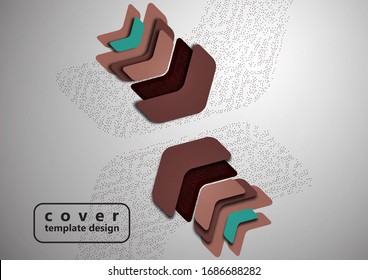 Las flechas redondeadas abstractas y luminosas con sombras y puntos se superponen entre sí. Plantilla dinámica simple y moderna para su diseño. Ilustración del vector