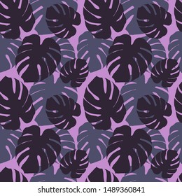 Bright abstract seamless pattern with colorful tropical leaves and plants. Monstera tree. Vector design. Jungle print. Floral background. Printing and textiles. Exotic tropics. Fresh design.