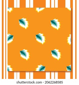 Bright abstract seamless pattern with colorful tropical leaves and plants on pastel orange background. Vector design. Jungle print. decorative background. Printing and textiles