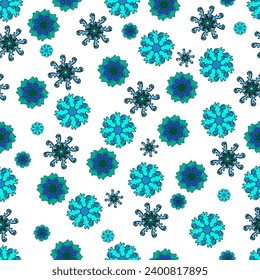 Bright abstract seamless pattern on a white background. Vector illustration with decorative elements for wallpaper, textile, print, cover, flyer, packaging, Eps 10.
