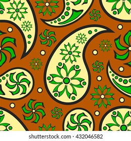 Bright abstract seamless pattern. Traditional Indian ornament. Vector illustration.