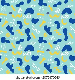 bright abstract seamless pattern. Vector illustration bright design in yellow, blue, green colors.