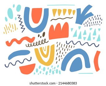 Handgezeichnete bunt abstrakte doodle Elemente Set. Design-Cover oder Poster-Hintergrund.