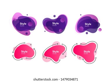 Bright abstract shapes. Dynamical colored forms and line. Gradient banners with flowing liquid shapes. Template for design of logo, advertisement or placard. Vector illustration