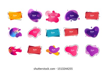 Bright abstract shapes. Dynamical colored forms and line. Gradient banners with flowing liquid shapes. Template for design of logo, advertisement or placard. Vector illustration