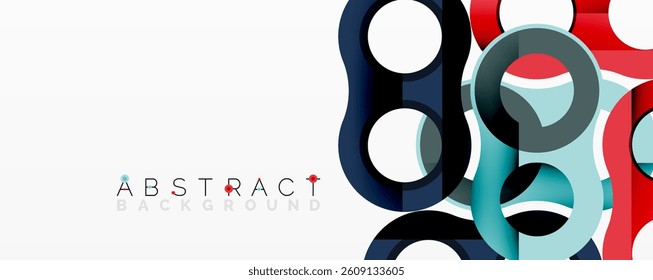 Bright abstract shapes overlap. Blue, red, gray colors create dynamic composition. Modern design element for backgrounds, presentations.