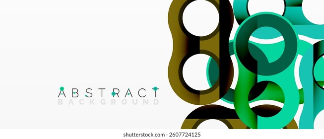Bright abstract shapes, overlapping circles, green, black, gold. Modern design, clean lines, minimalist style. Smooth gradients, dynamic composition.