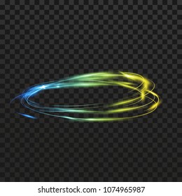 Bright abstract speed light circle over checkered background layout. Vector illustration