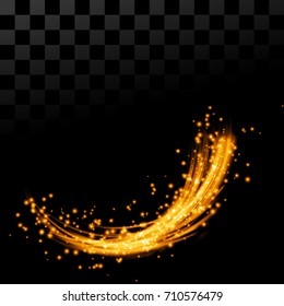 Bright abstract speed light glow magical swoosh wave line background. Orange power realistic splash template. Liquid flow & flash lights. Glowing spark futuristic trail background. Vector illustration