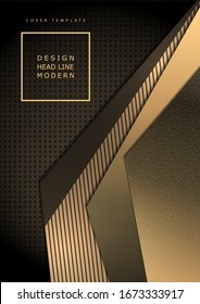 Bright abstract technical composition, geometric shapes, overlap, stripes, dots, perforated dark background. The colors of gold. Modern template for your corporate design. Vector