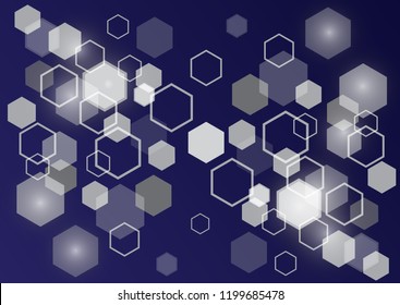 Bright abstract techno background with hexagons and glowing sparks.