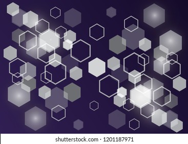 Bright abstract techno background with hexagons and glowing sparks.