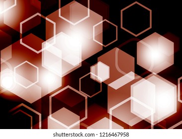 Bright abstract techno background with hexagons and glowing sparks.