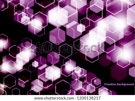Bright abstract techno background with hexagons and glowing sparks.