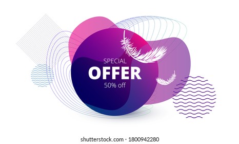 
bright abstract template with white background and various geometric shapes