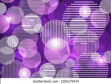 Bright abstract texture with circles and stripes. Vector illustration of surface design for print and the web. A fun and dynamic fabric pattern.