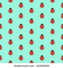 Bright abstract texture, Ladybug seamless pattern. Vector illustration.