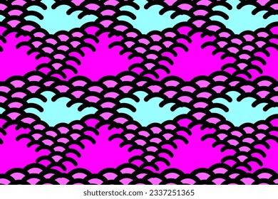 Texturas abstractas brillantes. Los elementos de la piel de serpiente son los colores rosa y azul claro del neón. Ácido cósmico.  Patrón vectorial moderno, elegante, de moda y sin fisuras para el diseño y la decoración.
 