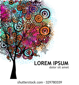 Bright abstract tree circle. Vector