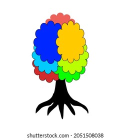 bright abstract tree logo design root vector isolated on white background logo symbol icon illustration vector template