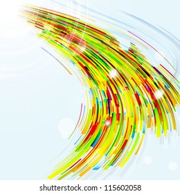  Bright abstract vector background with bent lines.