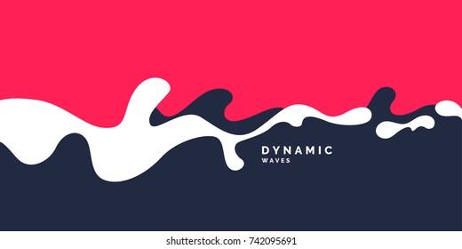 Bright abstract vector background with a dynamic waves and splashes. Poster with gradient and the text field