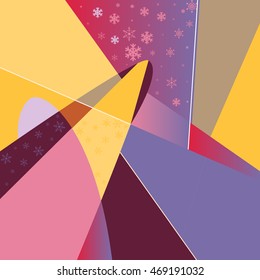 Bright abstract vector background with snowflakes. Modern graphic background in the style of comics pop art. Can be used for Christmas cards and any winter holidays