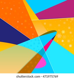 Bright abstract vector background with snowflakes. Modern graphic background in the style of comics pop art. Can be used for Christmas cards and any winter holidays