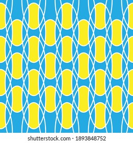 Bright abstract vector seamless pattern yellow ovals on a blue background