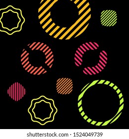 Bright abstract vector shapes on a black background
